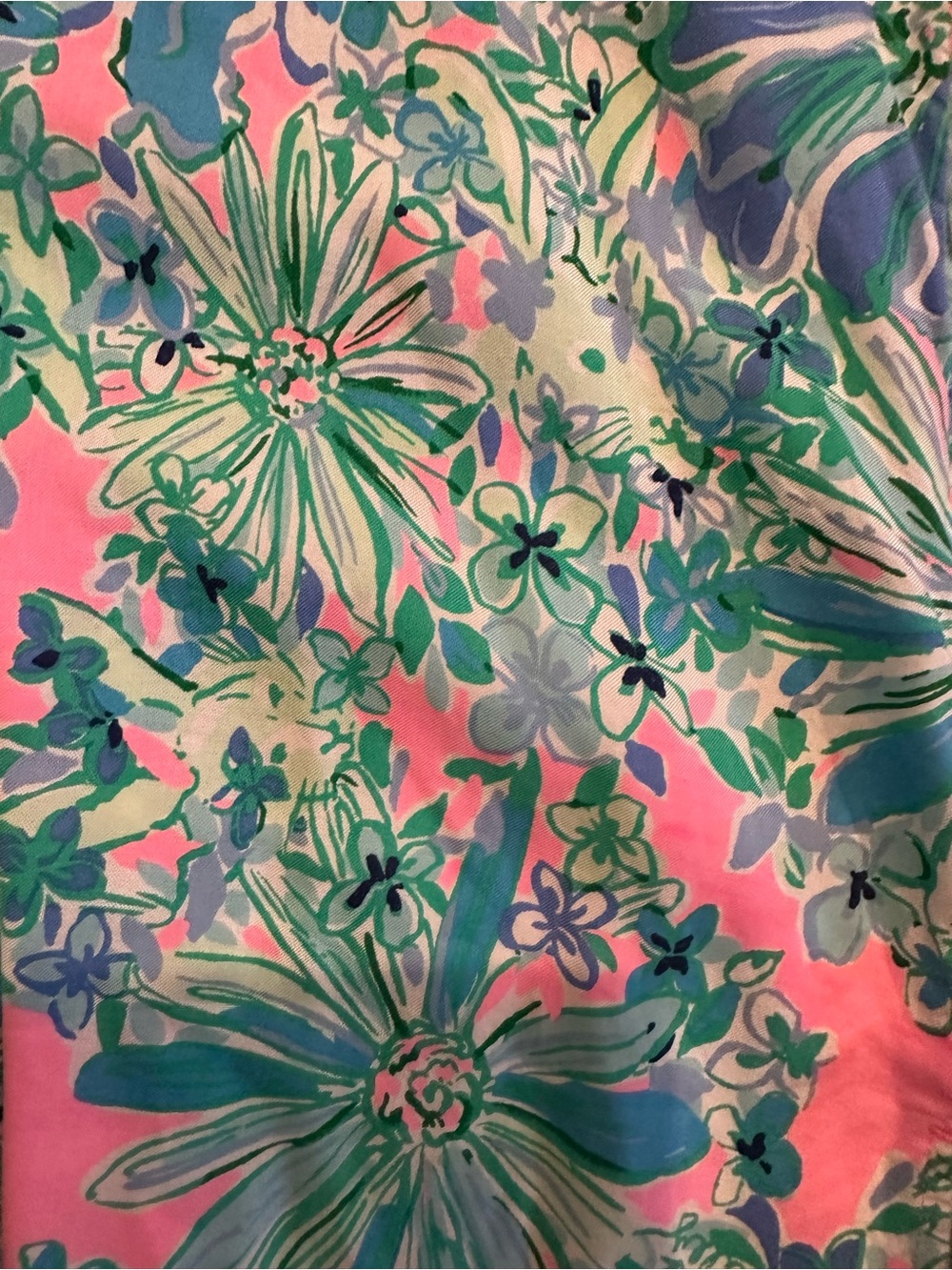 Lilly Pulitzer Pink, Blue & Green Floral V-Neck Tunic with Lace Trim - Picture 5 of 6